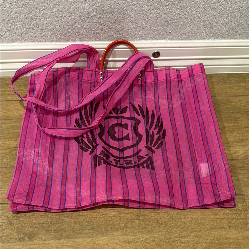 Consuela Pink Tote Bag with Stripes